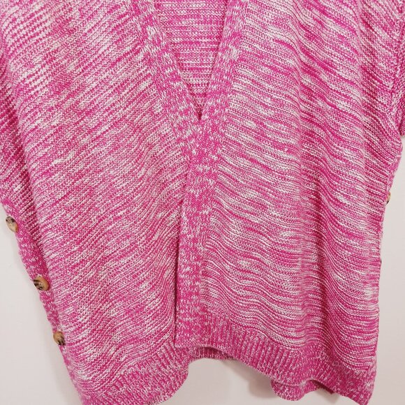 Lane Bryant, Sweater Wrap, Size 22/24, Pink/White Weave, Button Detail on Sides - Picture 7 of 15
